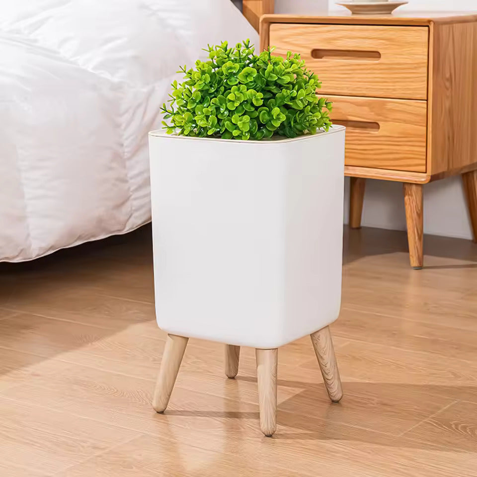 7/10L High Foot Trash Can With Lid Plant Style