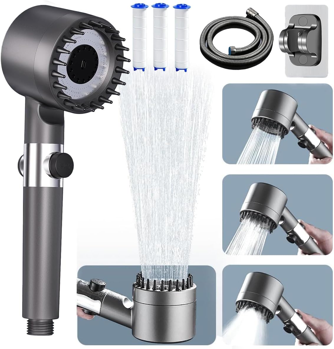 9-piece pressure Showerhead, 3-speed adjustable