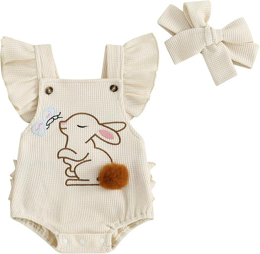 Adorable Baby Girl Bunny Romper with Headband