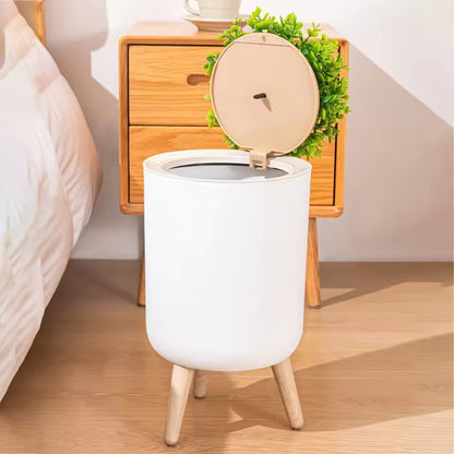 7/10L High Foot Trash Can With Lid Plant Style